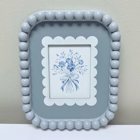 New Target Bullseye Playground Spring Floral Picture in Blue Beaded Frame - Picture 5 of 7